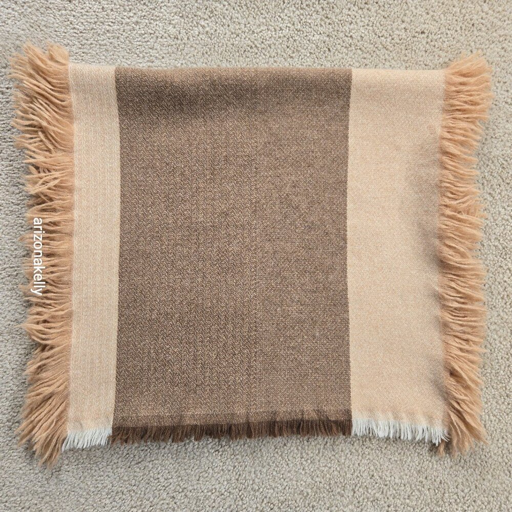 NWOT Cashmere Scarf Paneled Design Fringed On All Sides - Picture 16 of 16